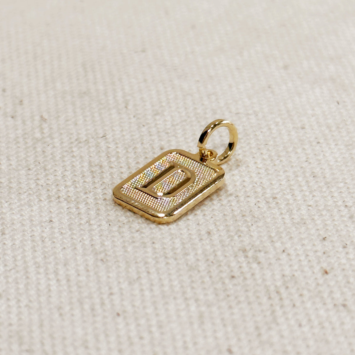 Textured Initial Plate Pendant – D