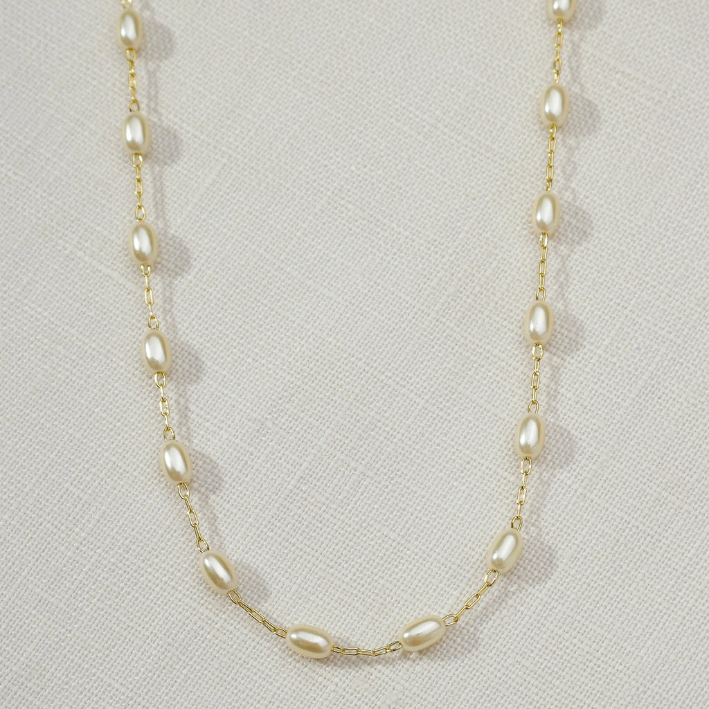 Mondsee 18k Gold Filled Oval Shaped Pearl Necklace | 18k Gold Filled Jewelry