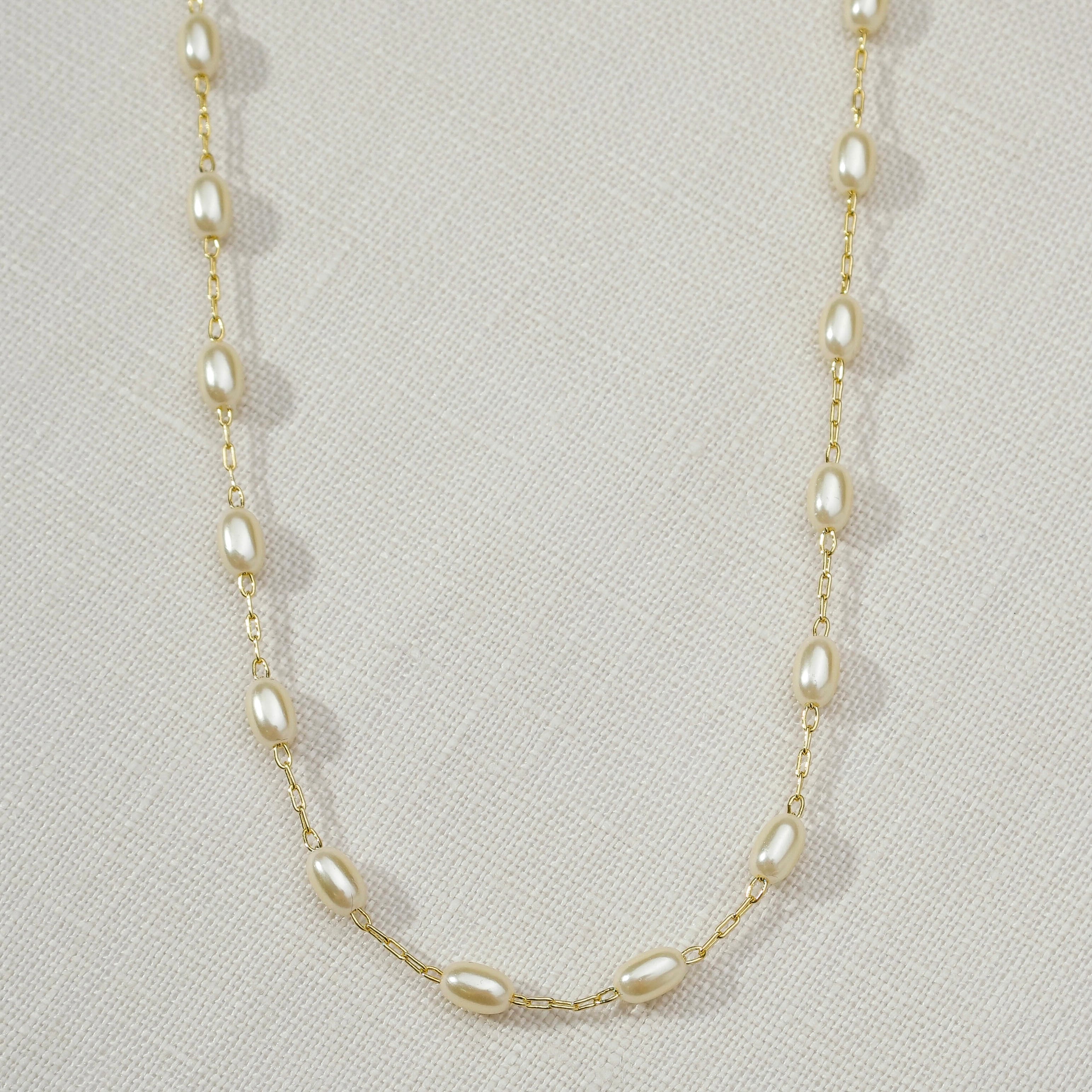 Mondsee 18k Gold Filled Oval Shaped Pearl Necklace | 18k Gold Filled Jewelry