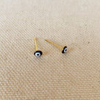 GoldFi 18k Gold Filled Tiny Black Evil Eye Stud Earrings