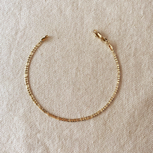 Mondsee 18k Gold Filled 2.5mm Flat Figaro Chain Anklet | 18k Gold Filled Jewelry