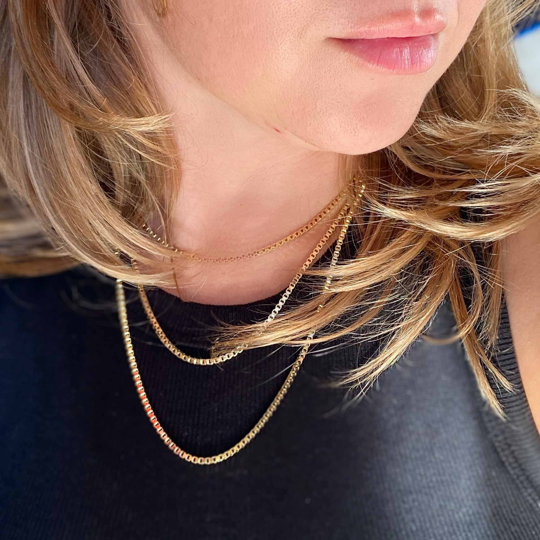 Mondsee 18k Gold Filled 2.0 mm Box Chain Necklace | 18k Gold Filled Jewelry