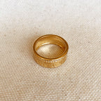 Mondsee 18k Gold Filled Greek Pattern Band Ring With Cubic Zirconia Detail | 18k Gold Filled Jewelry