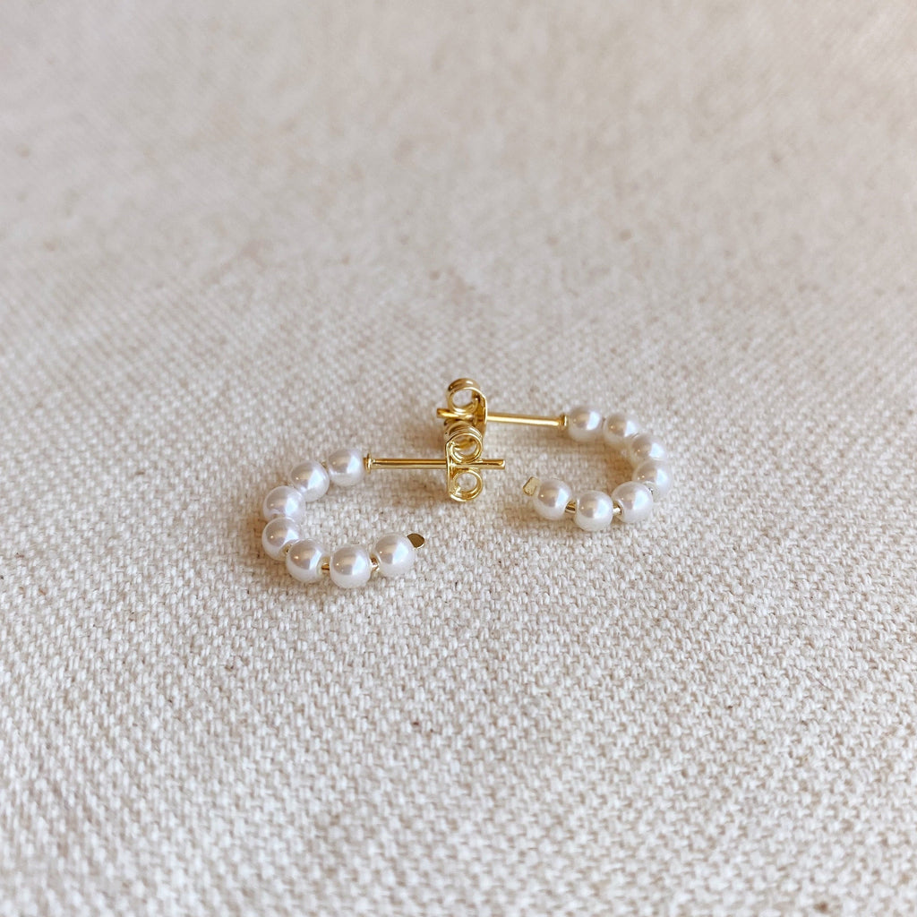Mondsee 18k Gold Filled 15mm Simulated Pearls Bead Half-Hoop | 18k Gold Filled Jewelry