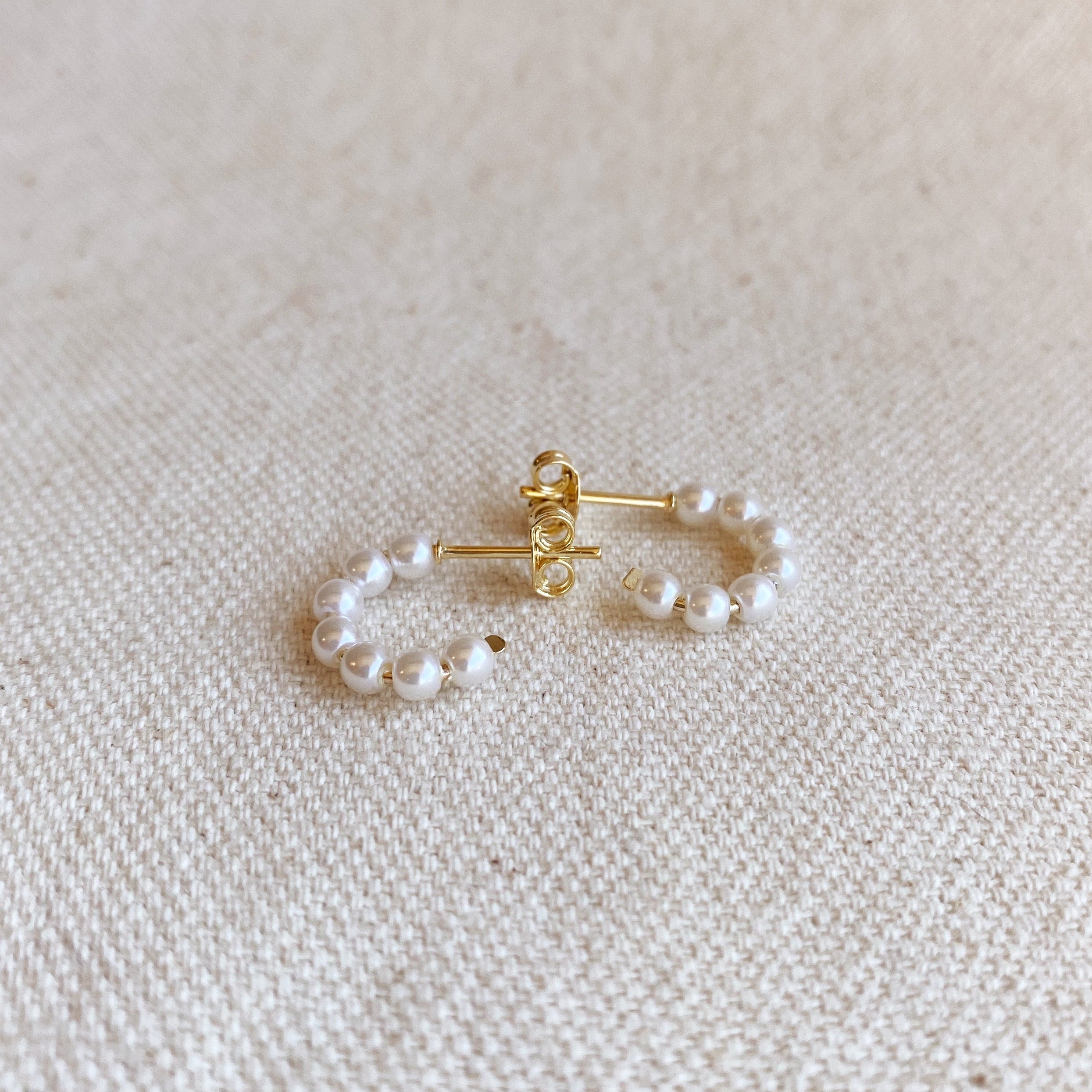 Mondsee 18k Gold Filled 15mm Simulated Pearls Bead Half-Hoop | 18k Gold Filled Jewelry