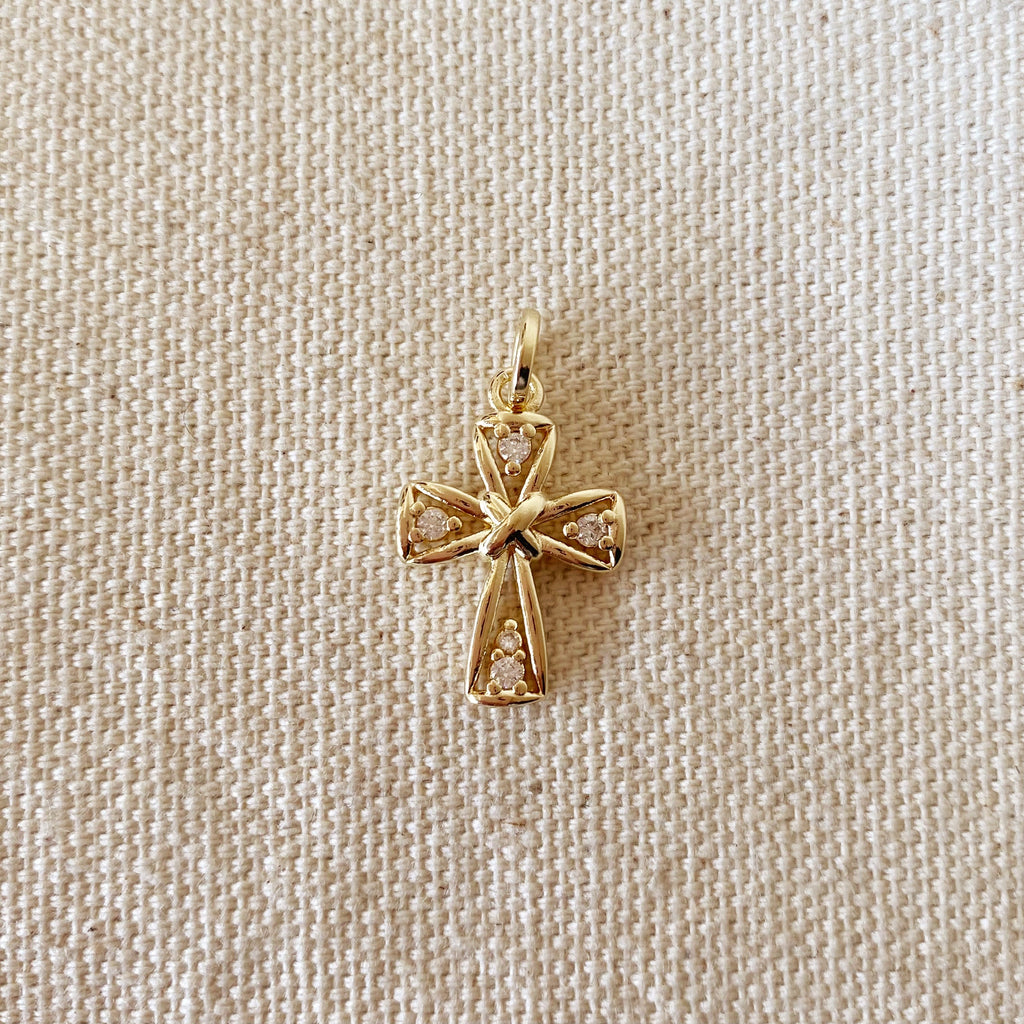 Mondsee 18k Gold Filled Cross Pendant With 4 Cubic Zirconia Stones | 18k Gold Filled Jewelry