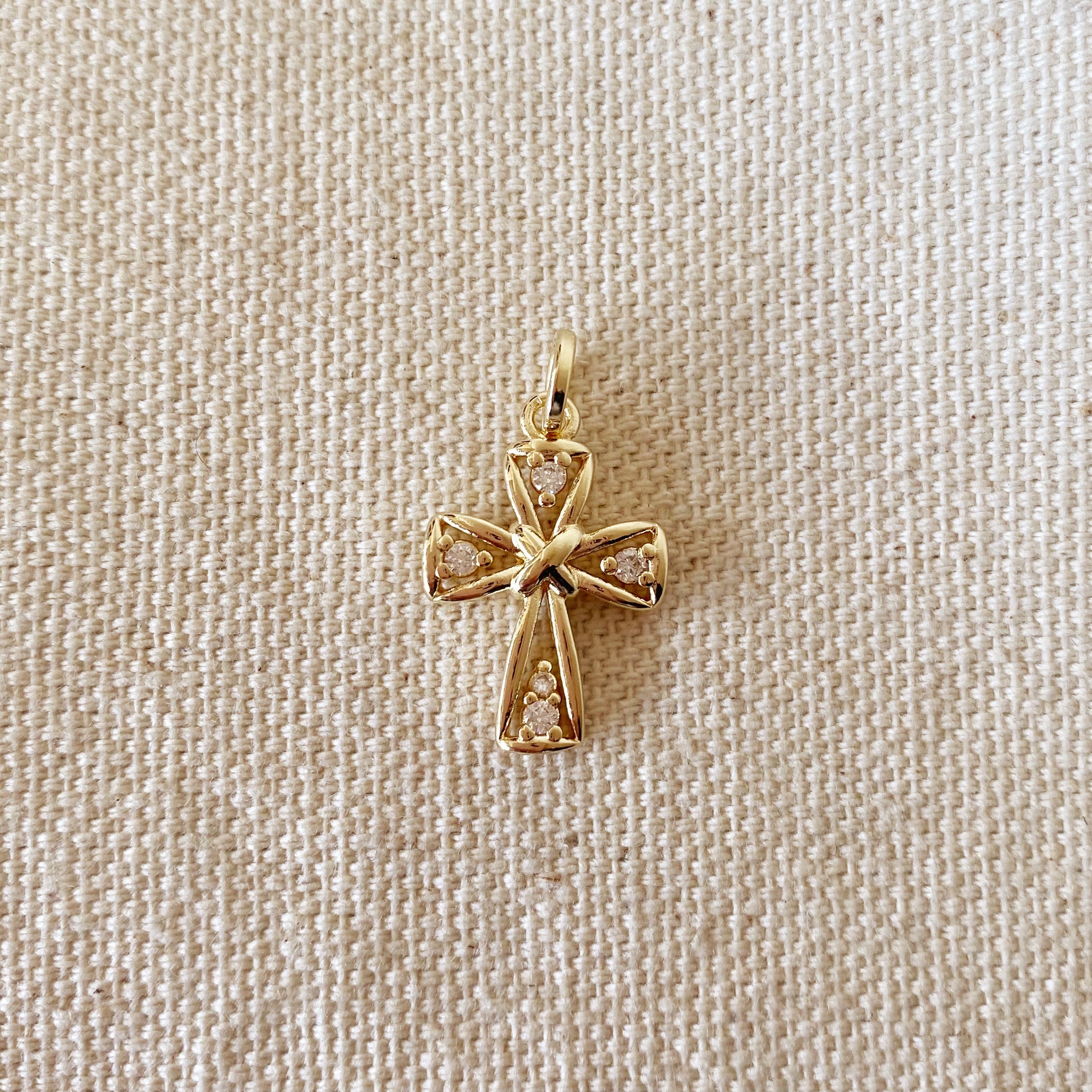 Mondsee 18k Gold Filled Cross Pendant With 4 Cubic Zirconia Stones | 18k Gold Filled Jewelry