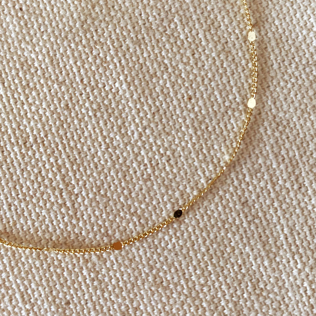 Mondsee 18k Gold Filled 1mm Curb Bracelet With Pressed Details | 18k Gold Filled Jewelry