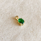 18k Gold Filled Oval Emerald Cubic Zirconia Charm