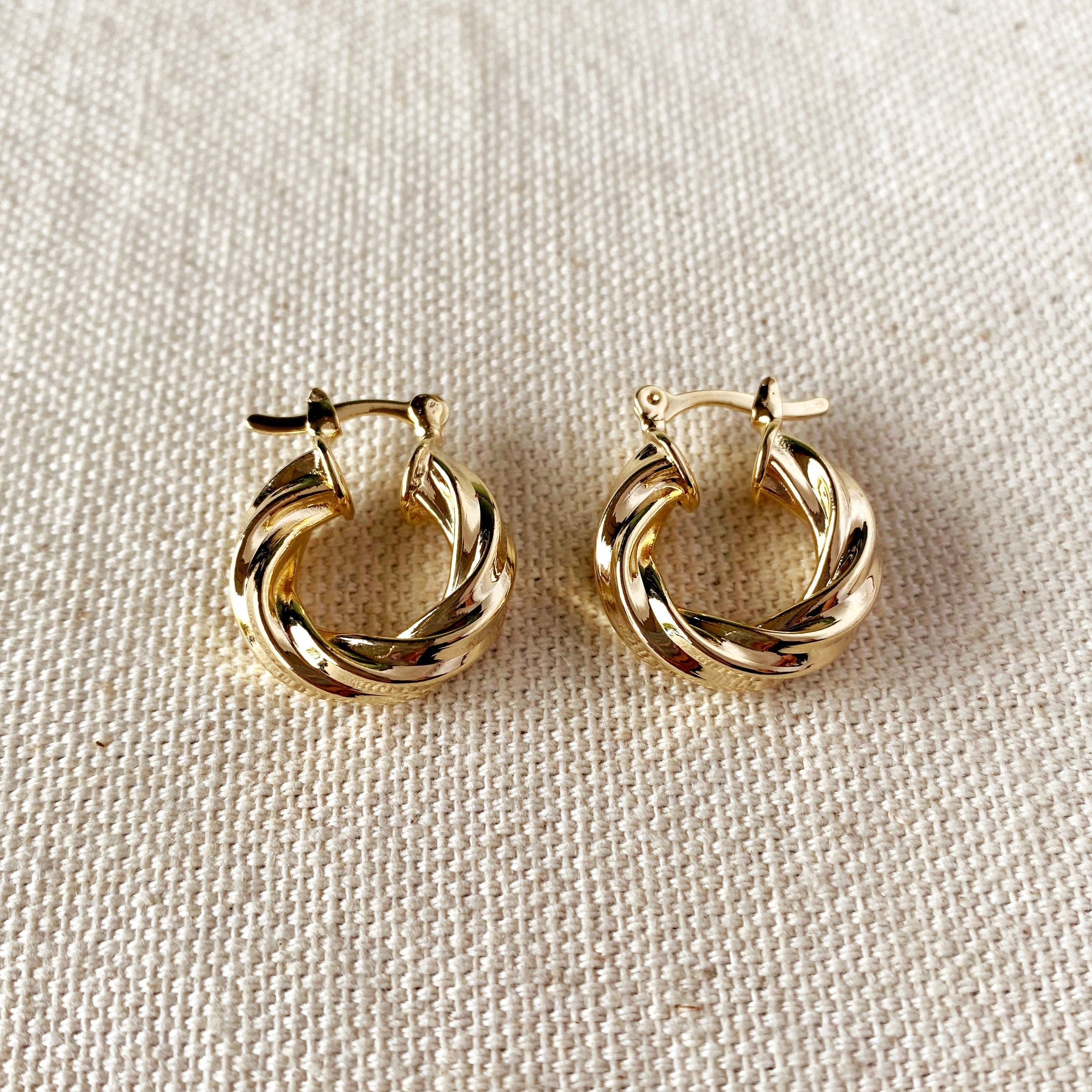 Mondsee 18k Gold Filled Italian Twisted Hoop Earrings | 18k Gold Filled Jewelry