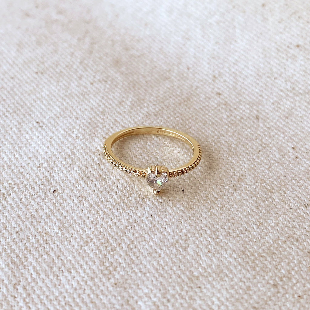 Mondsee 18k Gold Filled Vintage Mini Heart Stackable Band Ring | 18k Gold Filled Jewelry