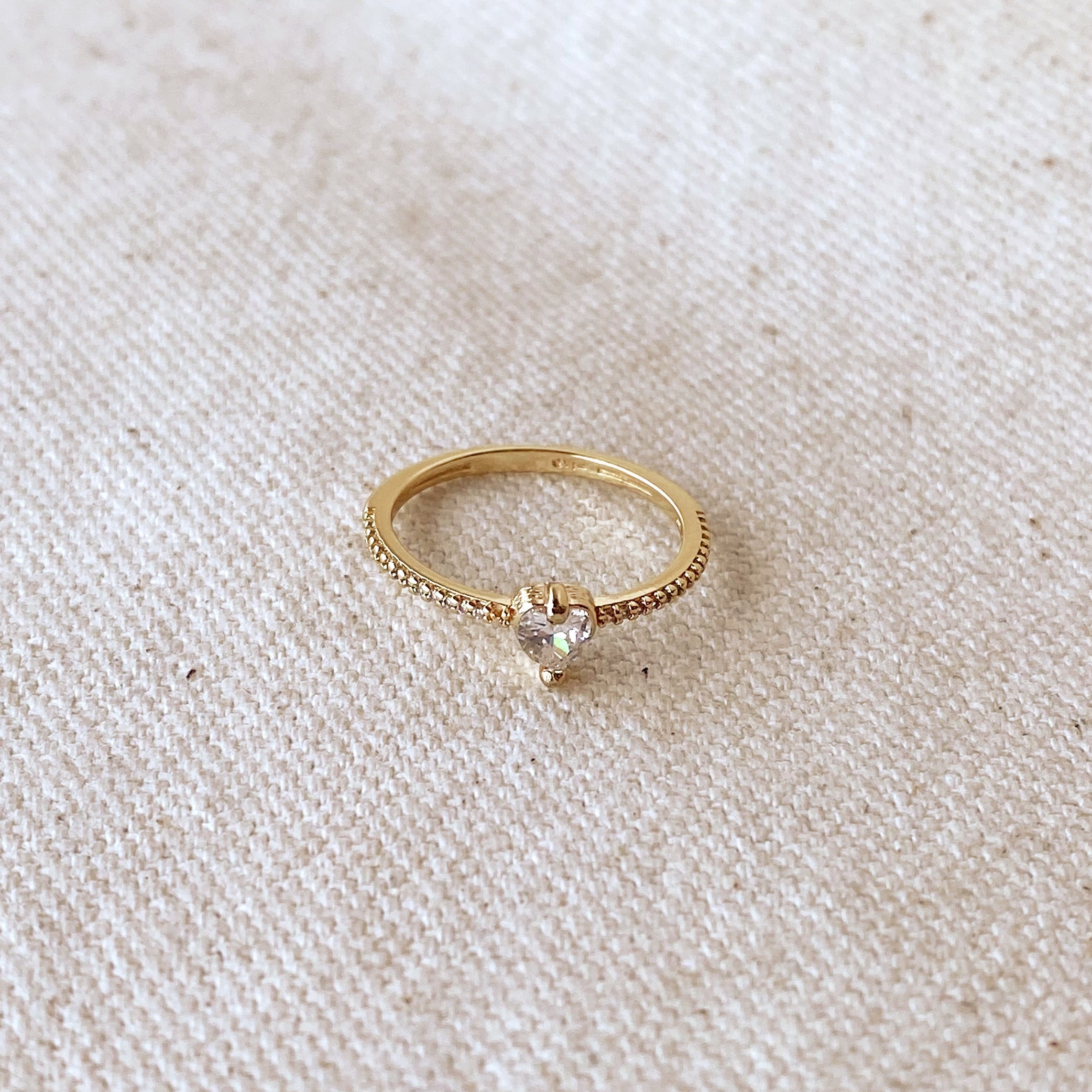 Mondsee 18k Gold Filled Vintage Mini Heart Stackable Band Ring | 18k Gold Filled Jewelry