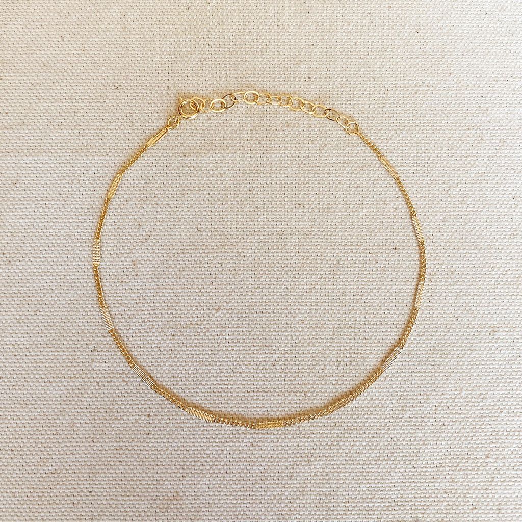 Mondsee 18k Gold Filled Pressed Detail Chain Anklet | 18k Gold Filled Jewelry