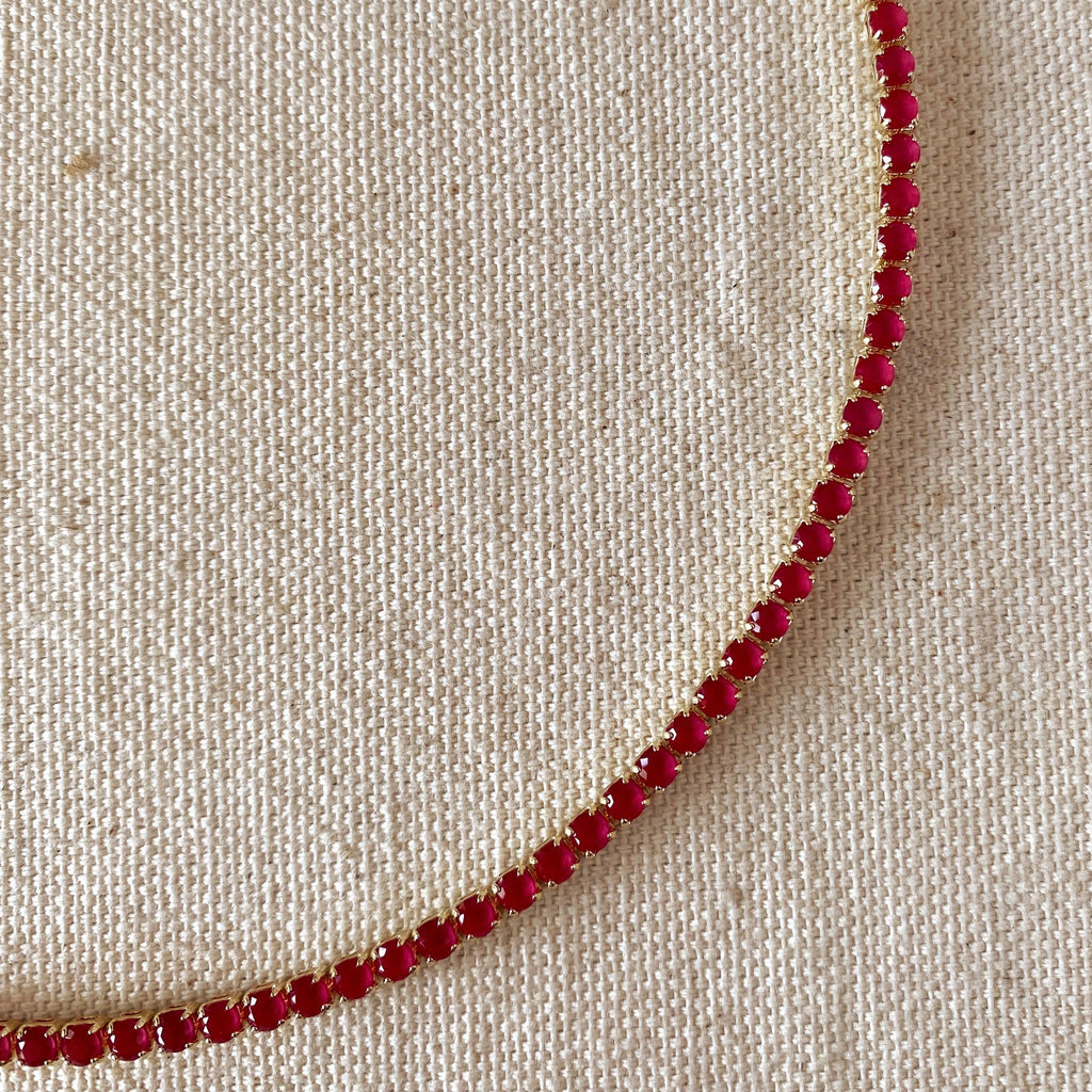 Mondsee 18k Gold Filled 3mm Fuchsia Cubic Zirconia Necklace | 18k Gold Filled Jewelry