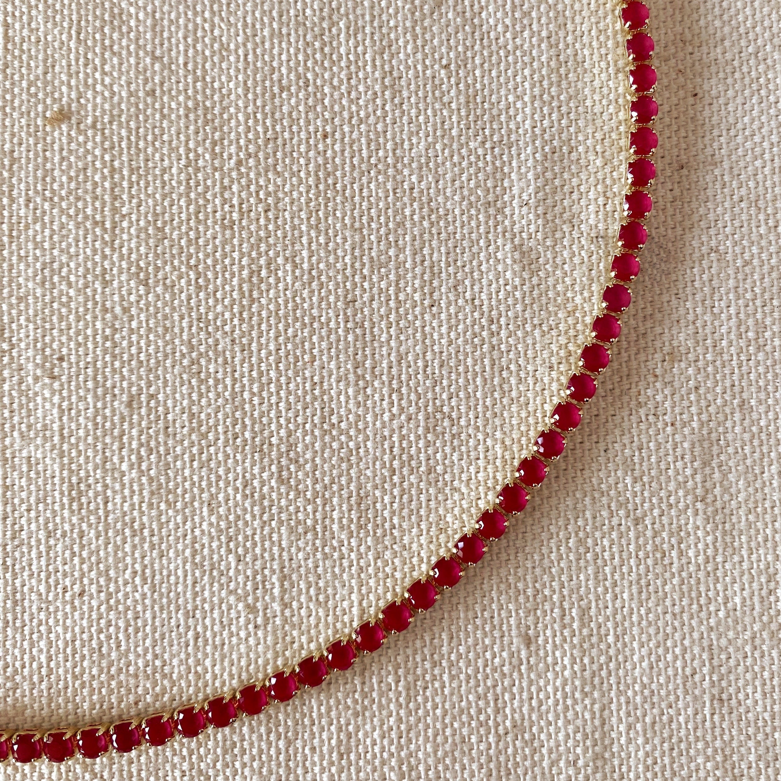 Mondsee 18k Gold Filled 3mm Fuchsia Cubic Zirconia Necklace | 18k Gold Filled Jewelry