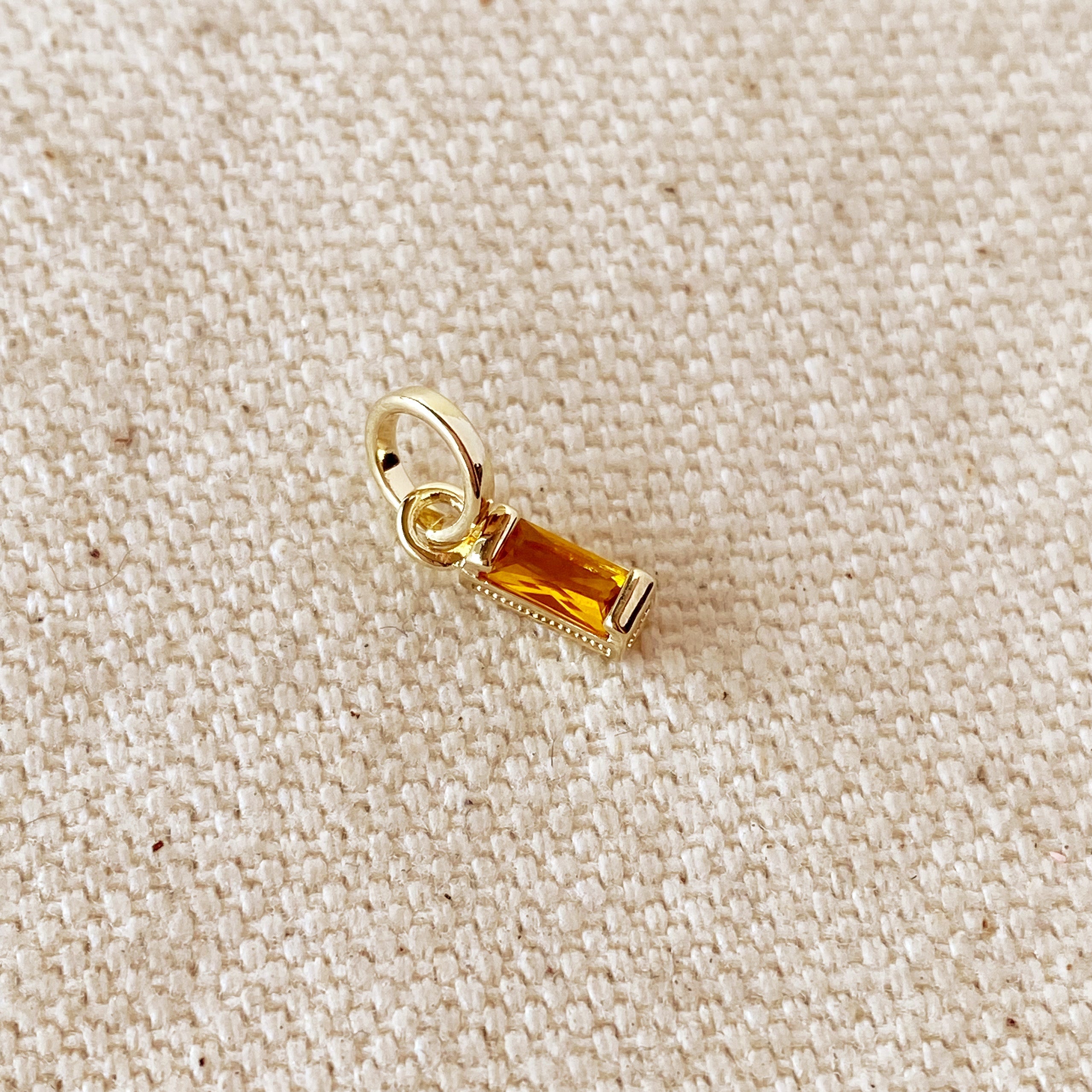 Mondsee 18k Gold Filled Baguette Birthstone Charm | 18k Gold Filled Jewelry