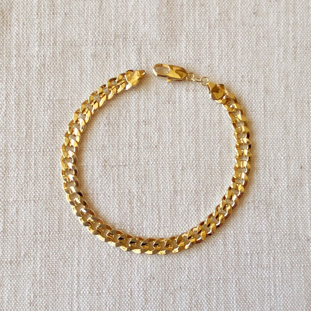 Mondsee 18k Gold Filled Unisex Diamond Cut Cuban Link Bracelet Anklet | 18k Gold Filled Jewelry