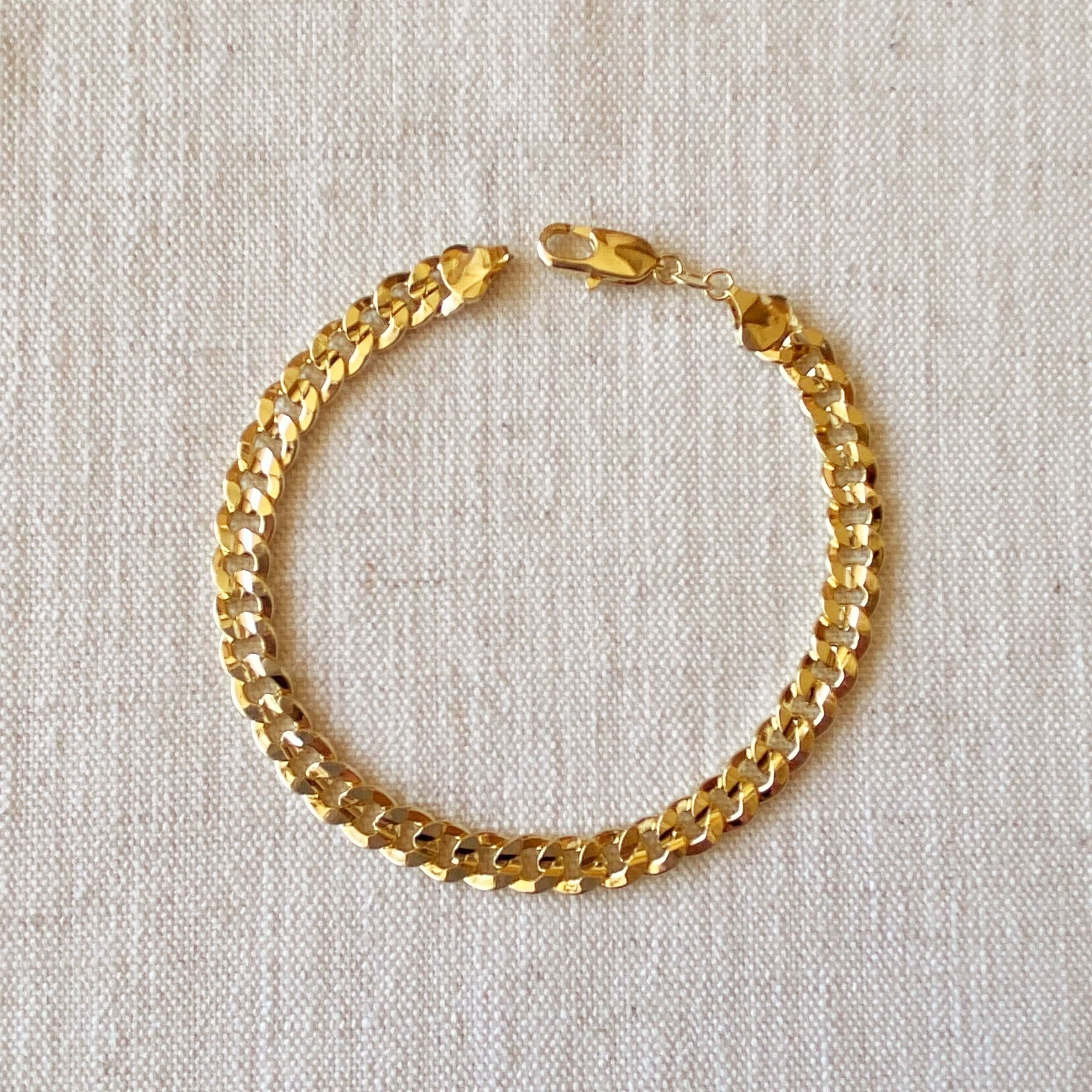 Mondsee 18k Gold Filled Unisex Diamond Cut Cuban Link Bracelet Anklet | 18k Gold Filled Jewelry