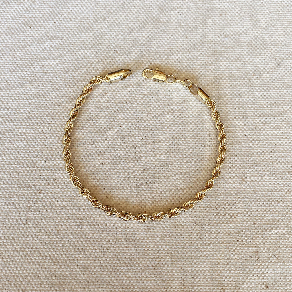 Mondsee 18k Gold Filled 3mm Rope Bracelet | 18k Gold Filled Jewelry