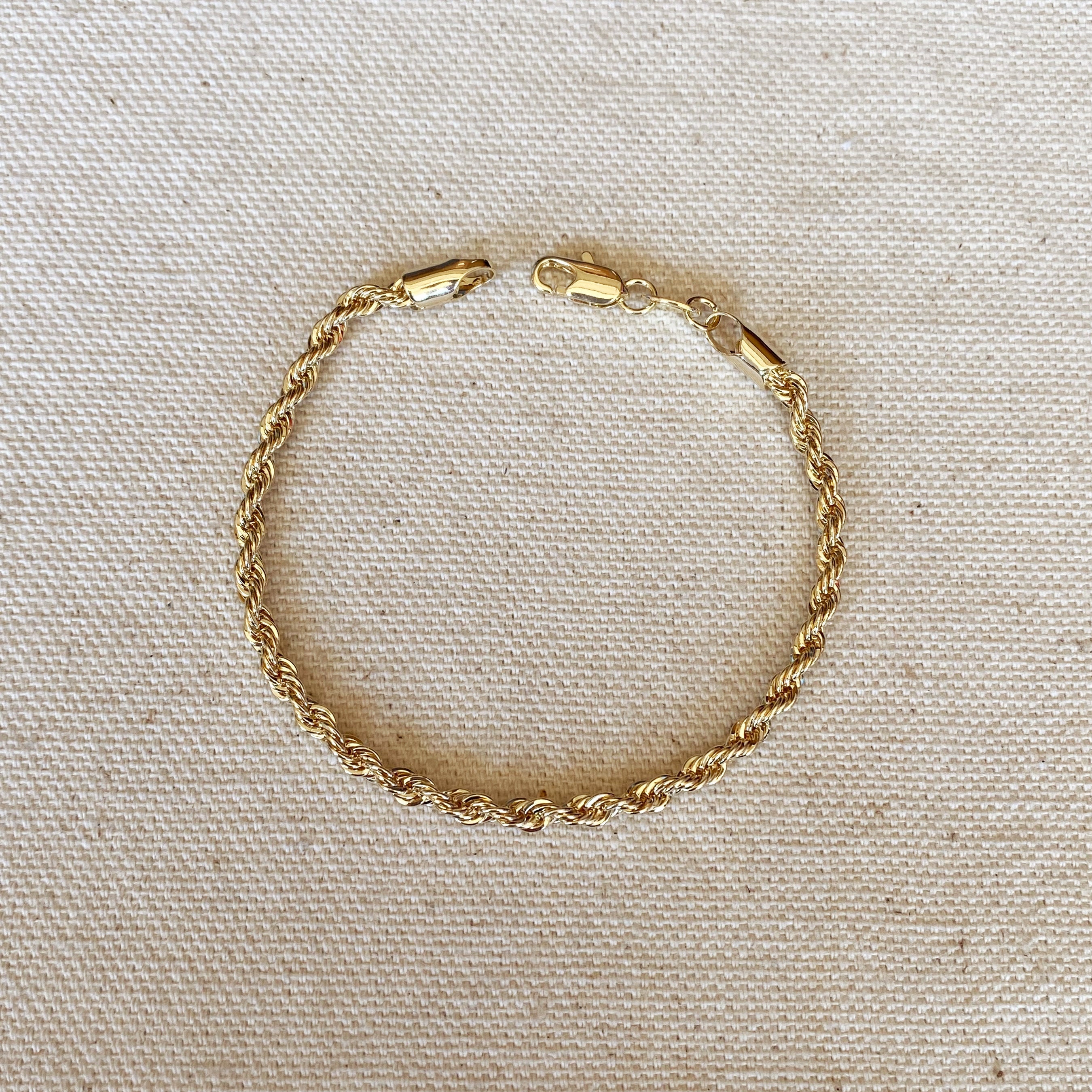 Mondsee 18k Gold Filled 3mm Rope Bracelet | 18k Gold Filled Jewelry