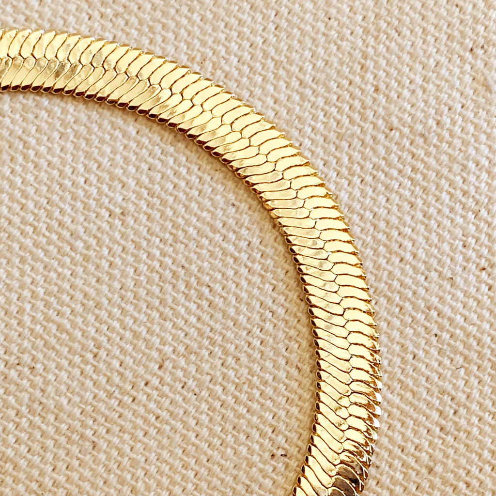 Mondsee 18k Gold Filled 6mm Herringbone Bracelet | 18k Gold Filled Jewelry