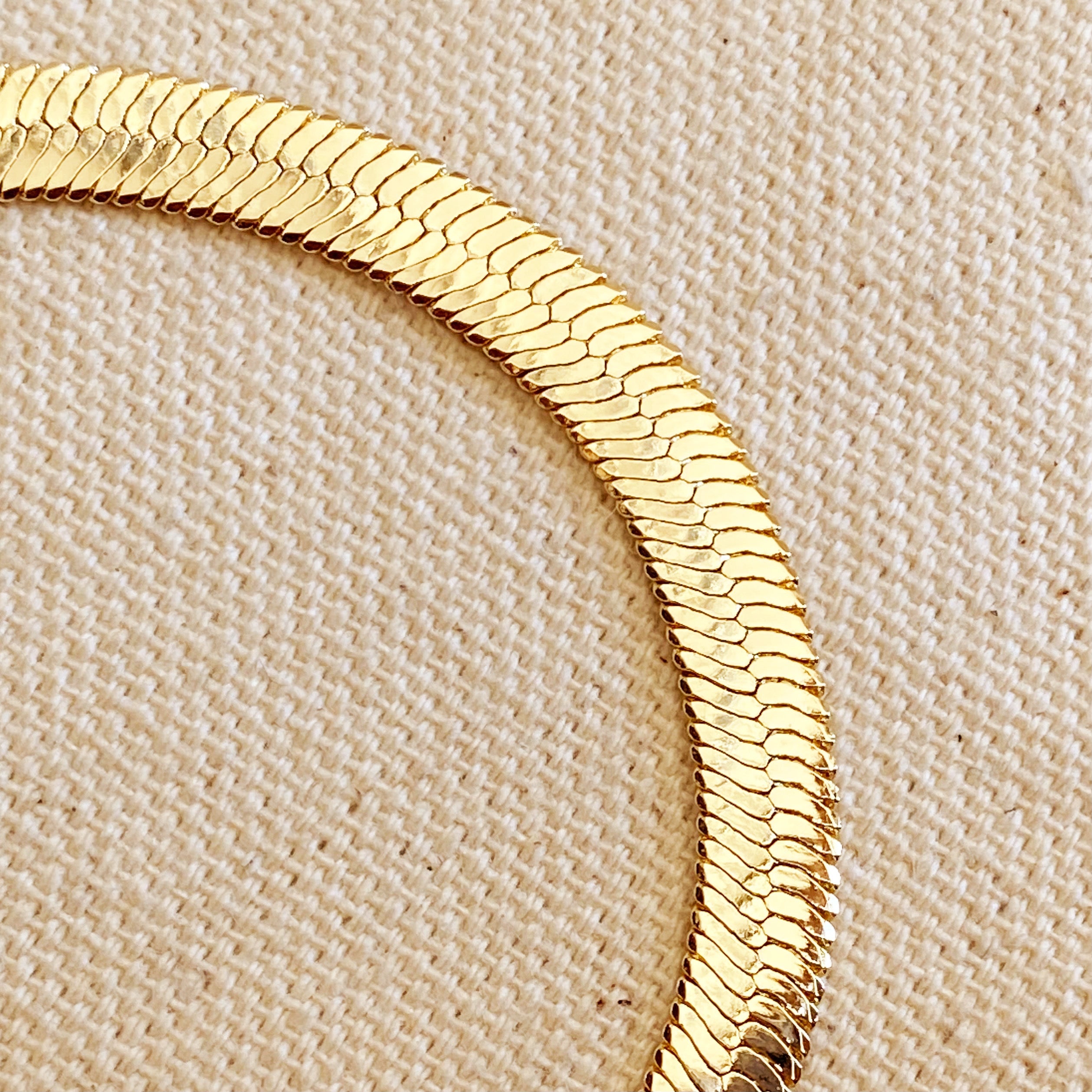 Mondsee 18k Gold Filled 6mm Herringbone Bracelet | 18k Gold Filled Jewelry