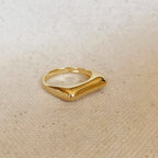 Mondsee 18k Gold Filled Bubble Flat Top Stackable Ring | 18k Gold Filled Jewelry