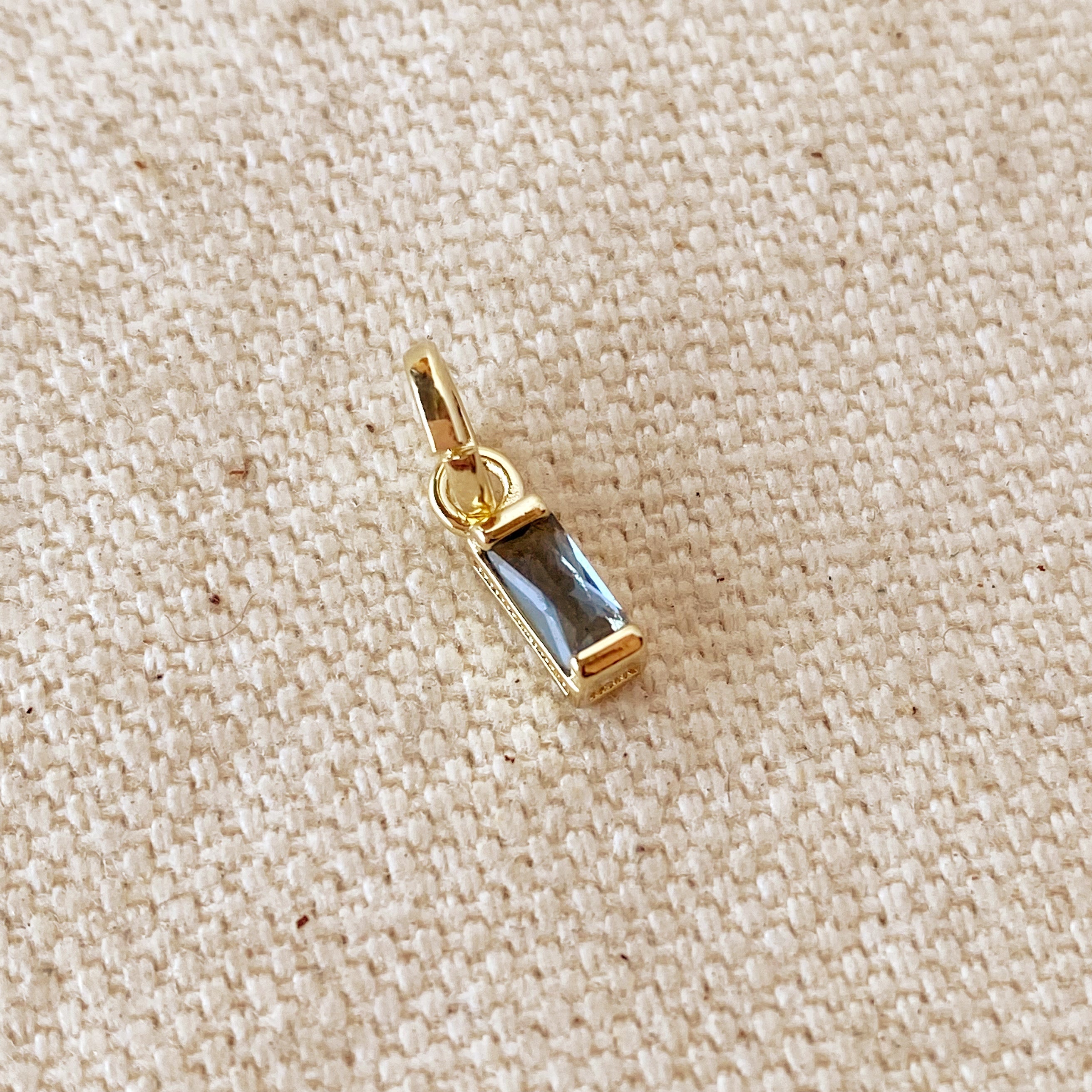 Mondsee 18k Gold Filled Baguette Birthstone Charm | 18k Gold Filled Jewelry