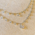 Mondsee 18k Gold Filled Double Teardrop Clear Necklace | 18k Gold Filled Jewelry