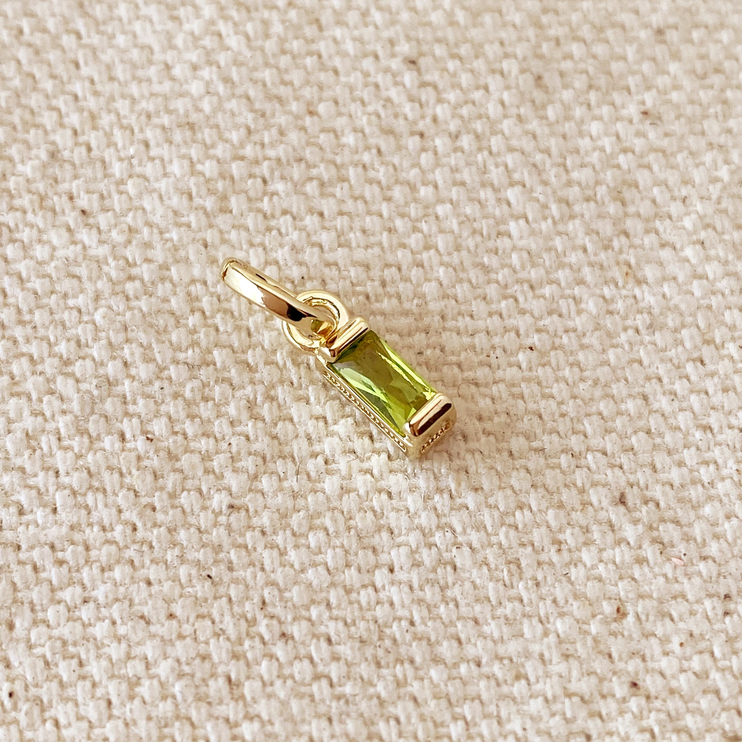 Mondsee 18k Gold Filled Baguette Birthstone Charm | 18k Gold Filled Jewelry
