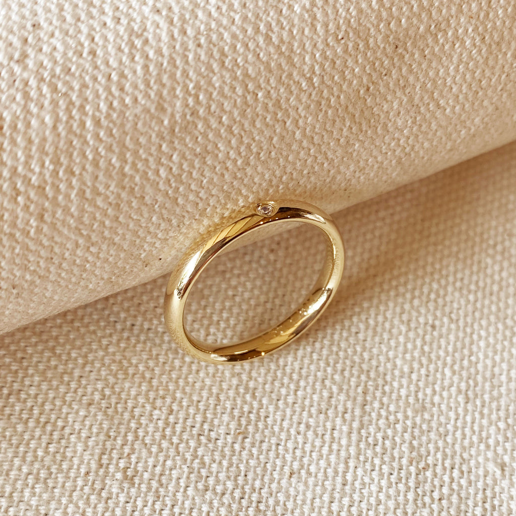 Mondsee 18k Gold Filled Band Ring With Cubic Zirconia Stone | 18k Gold Filled Jewelry