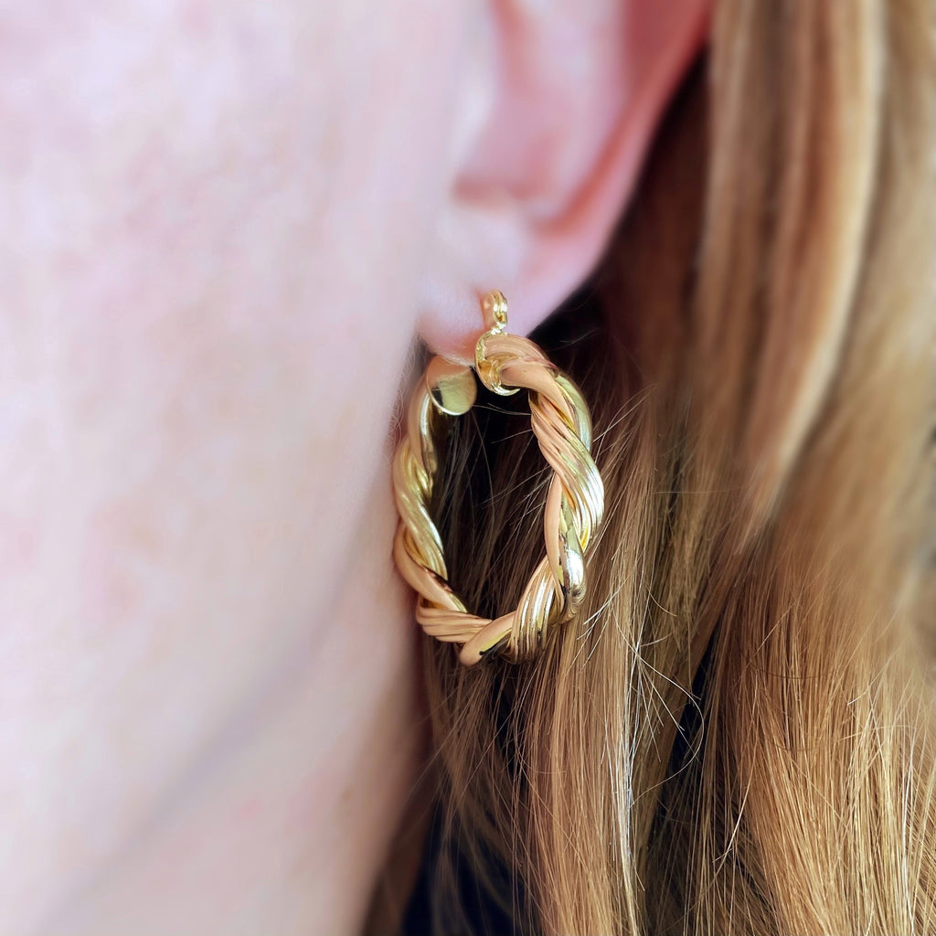Mondsee 18k Gold Filled 30mm Double Twisted Tube Hoop Earrings | 18k Gold Filled Jewelry