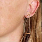 18k Gold Filled Square Shaped Wire Half Hoop Earrings