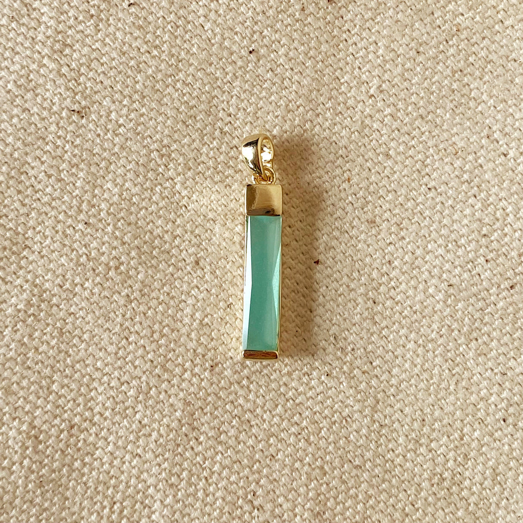 Mondsee 18k Gold Filled Long Mint Crystal Baguette Charm | 18k Gold Filled Jewelry