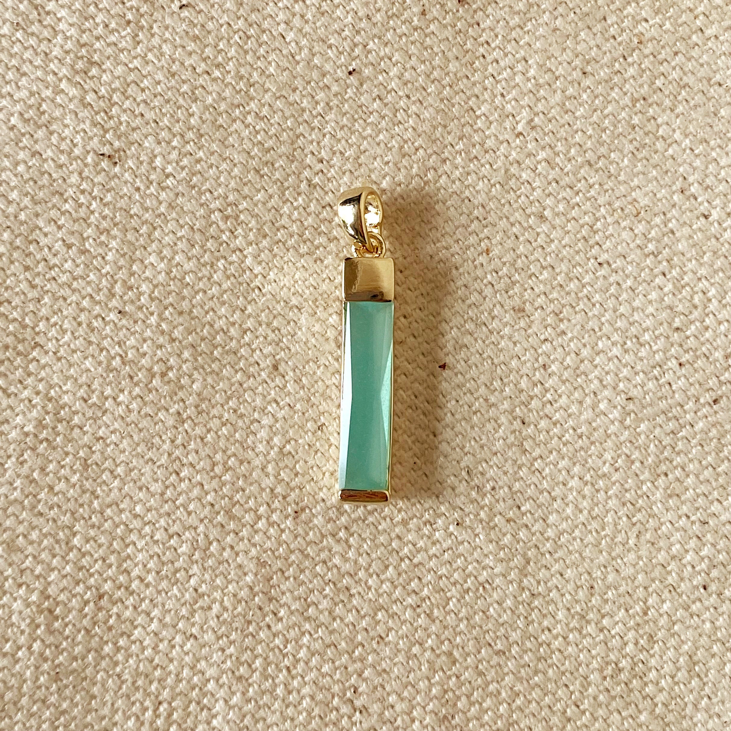 Mondsee 18k Gold Filled Long Mint Crystal Baguette Charm | 18k Gold Filled Jewelry