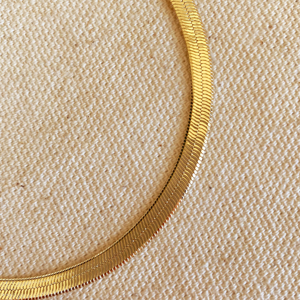 Mondsee 18k Gold Filled 4mm Herringbone Bracelet | 18k Gold Filled Jewelry
