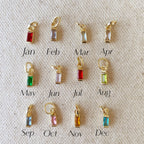Mondsee 18k Gold Filled Baguette Birthstone Charm | 18k Gold Filled Jewelry