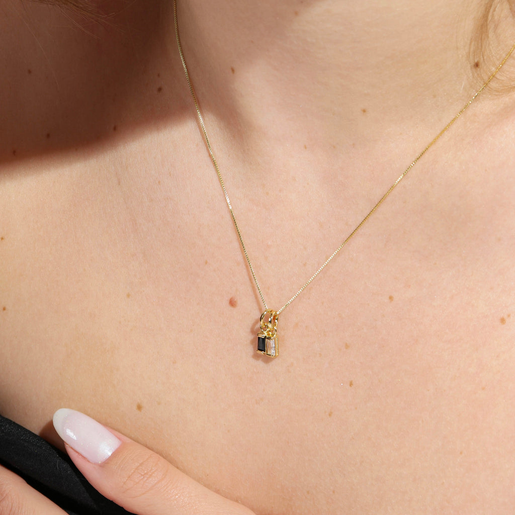 Mondsee 18k Gold Filled Mini Clear Baguette Charm | 18k Gold Filled Jewelry