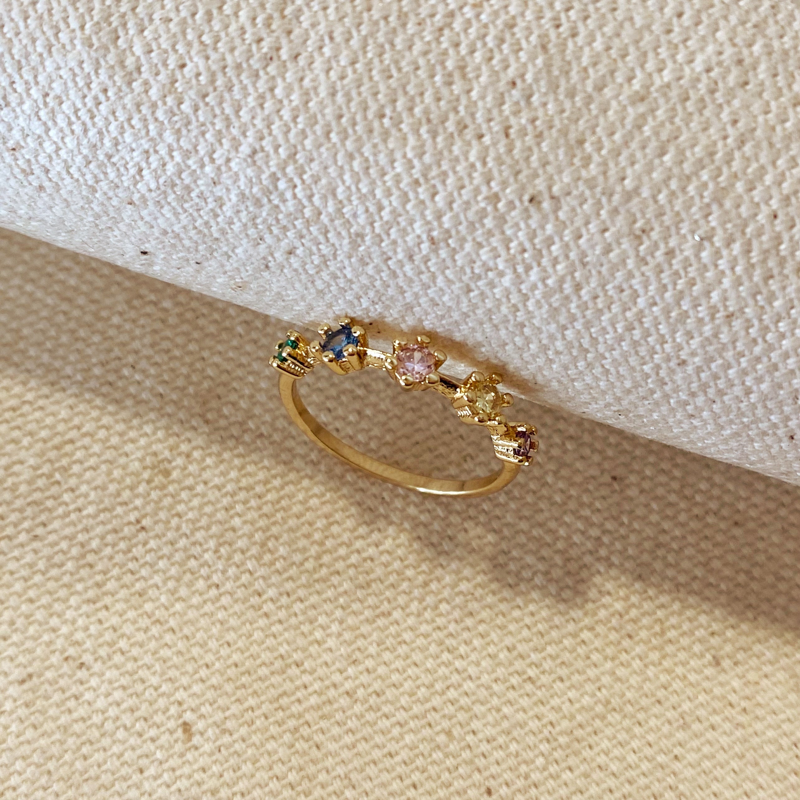 Mondsee 18k Gold Filled Delicate Pastel Colored Cubic Zirconia Ring | 18k Gold Filled Jewelry