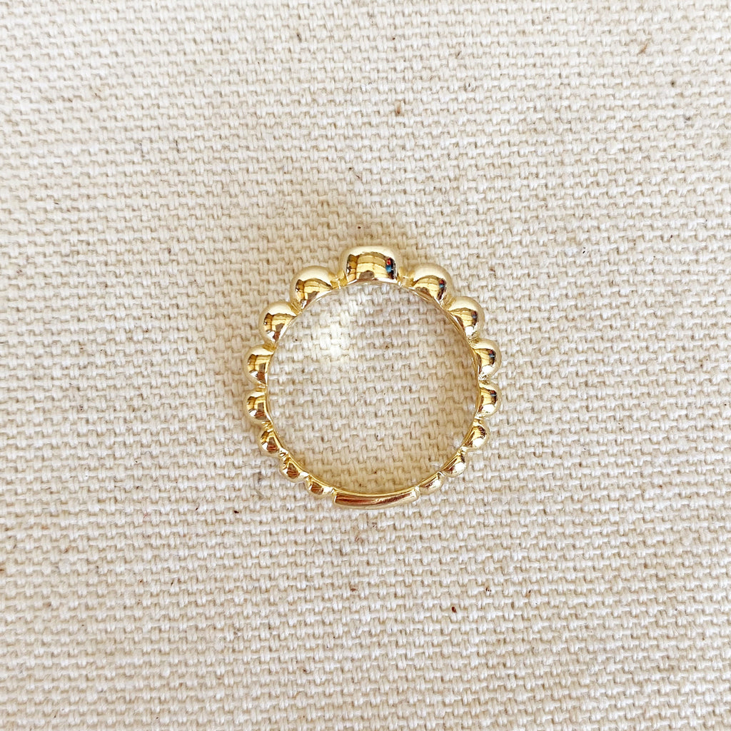Mondsee 18k Gold Filled Beaded Blue Cubic Zirconia Bezel Ring | 18k Gold Filled Jewelry