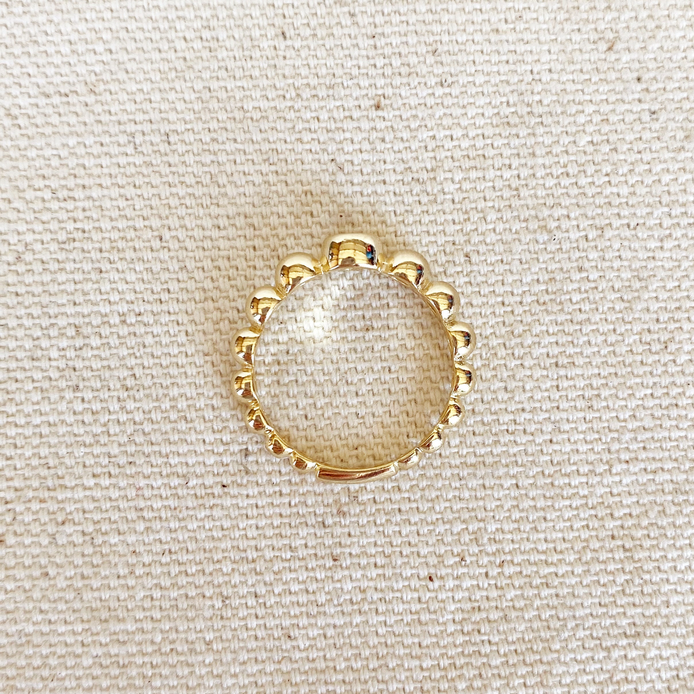 Mondsee 18k Gold Filled Beaded Blue Cubic Zirconia Bezel Ring | 18k Gold Filled Jewelry