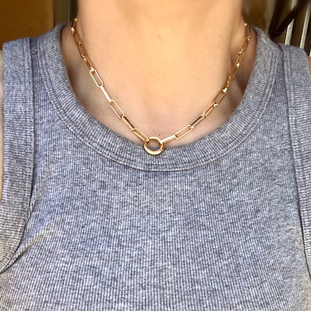 Mondsee 18k Gold Filled Paperclip Chain Necklace Carabine Clasp | 18k Gold Filled Jewelry