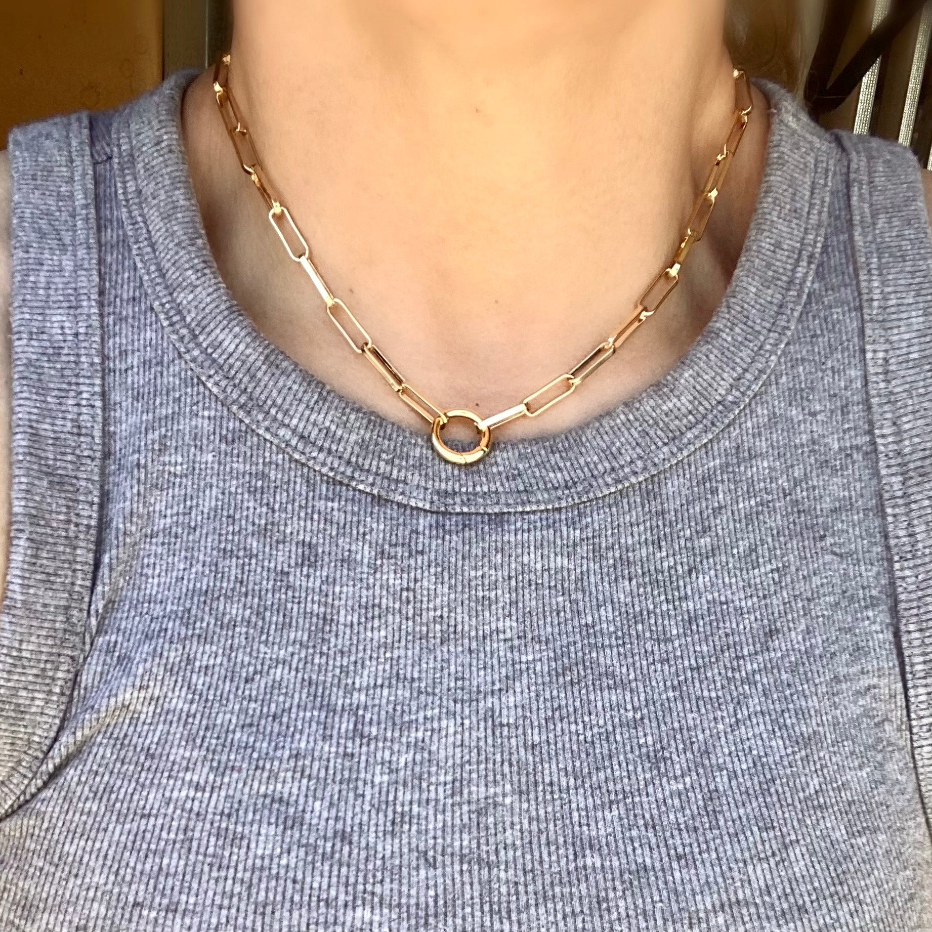 Mondsee 18k Gold Filled Paperclip Chain Necklace Carabine Clasp | 18k Gold Filled Jewelry