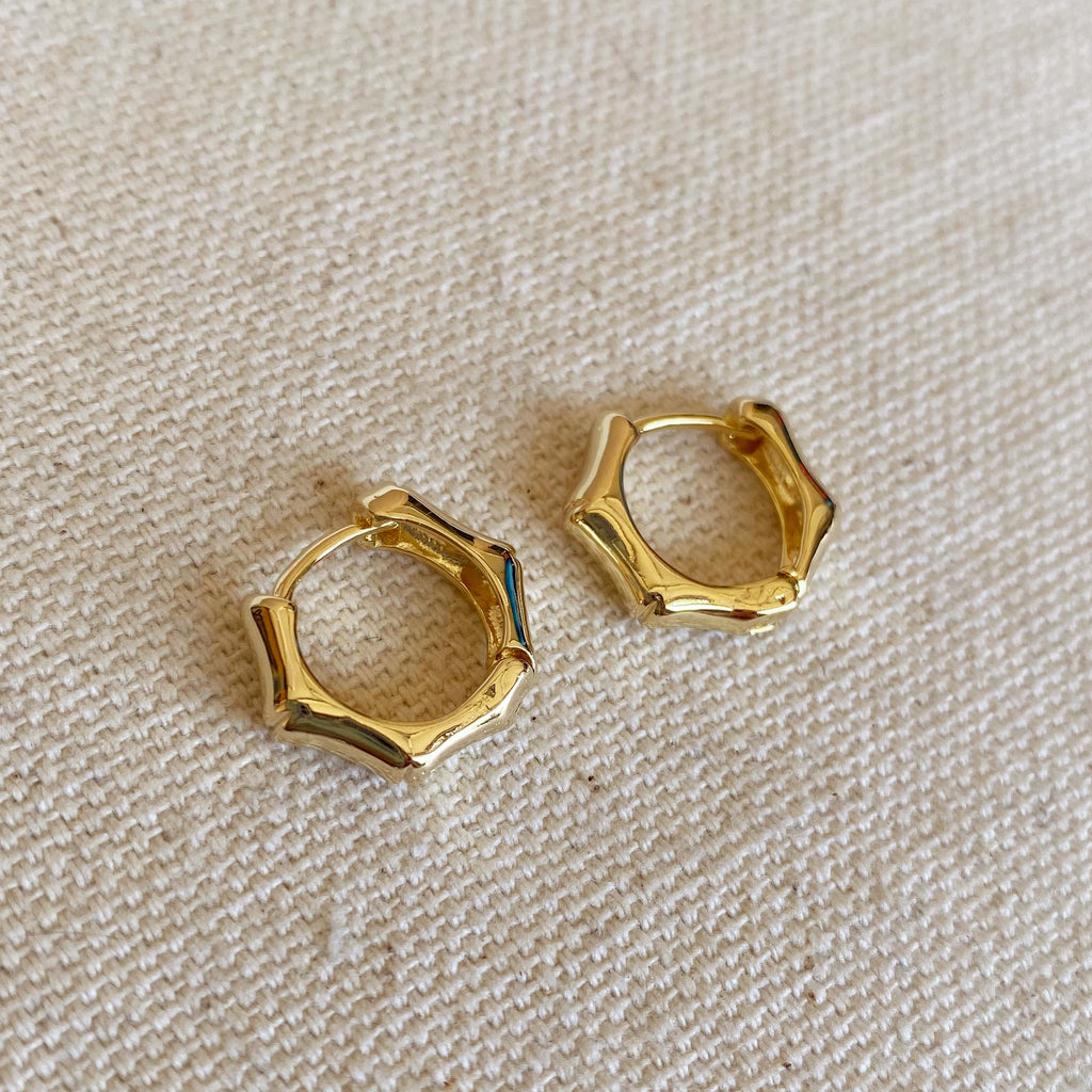 Mondsee 18k Gold Filled Bamboo Clicker Hoop Earrings | 18k Gold Filled Jewelry