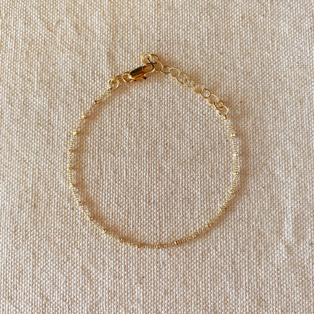 Mondsee 18k Gold Filled 1mm Spaced Beaded Bracelet | 18k Gold Filled Jewelry