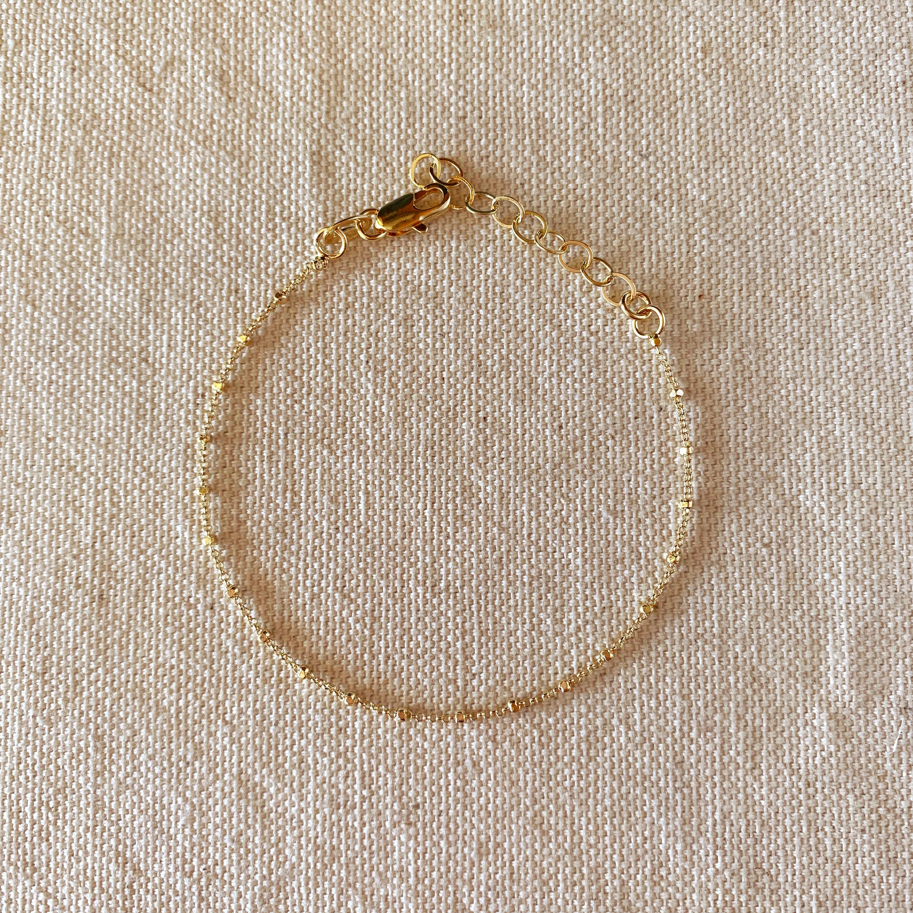 Mondsee 18k Gold Filled 1mm Spaced Beaded Bracelet | 18k Gold Filled Jewelry