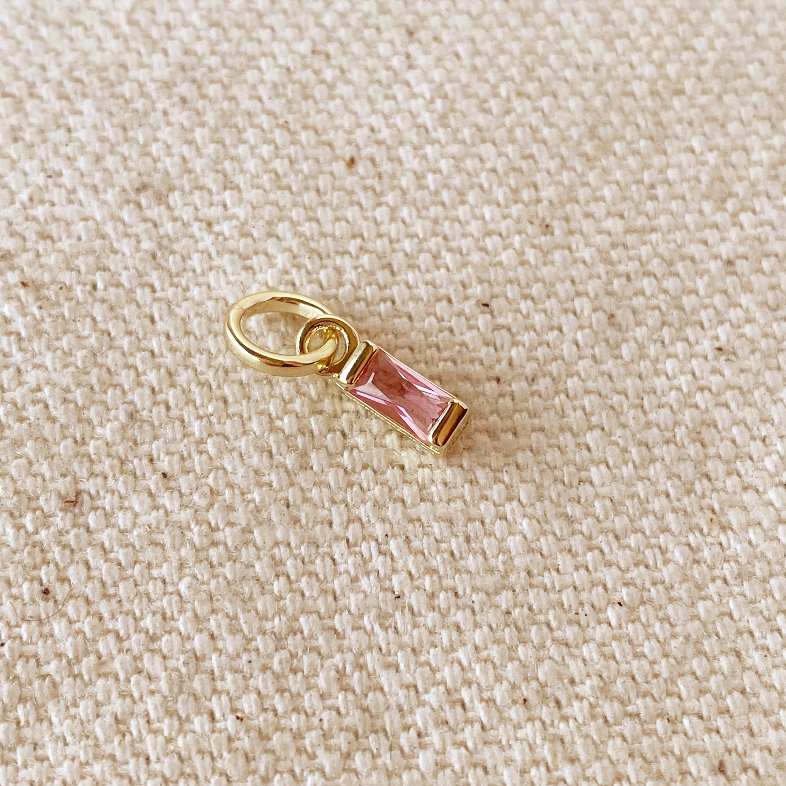 Mondsee 18k Gold Filled Baguette Birthstone Charm | 18k Gold Filled Jewelry