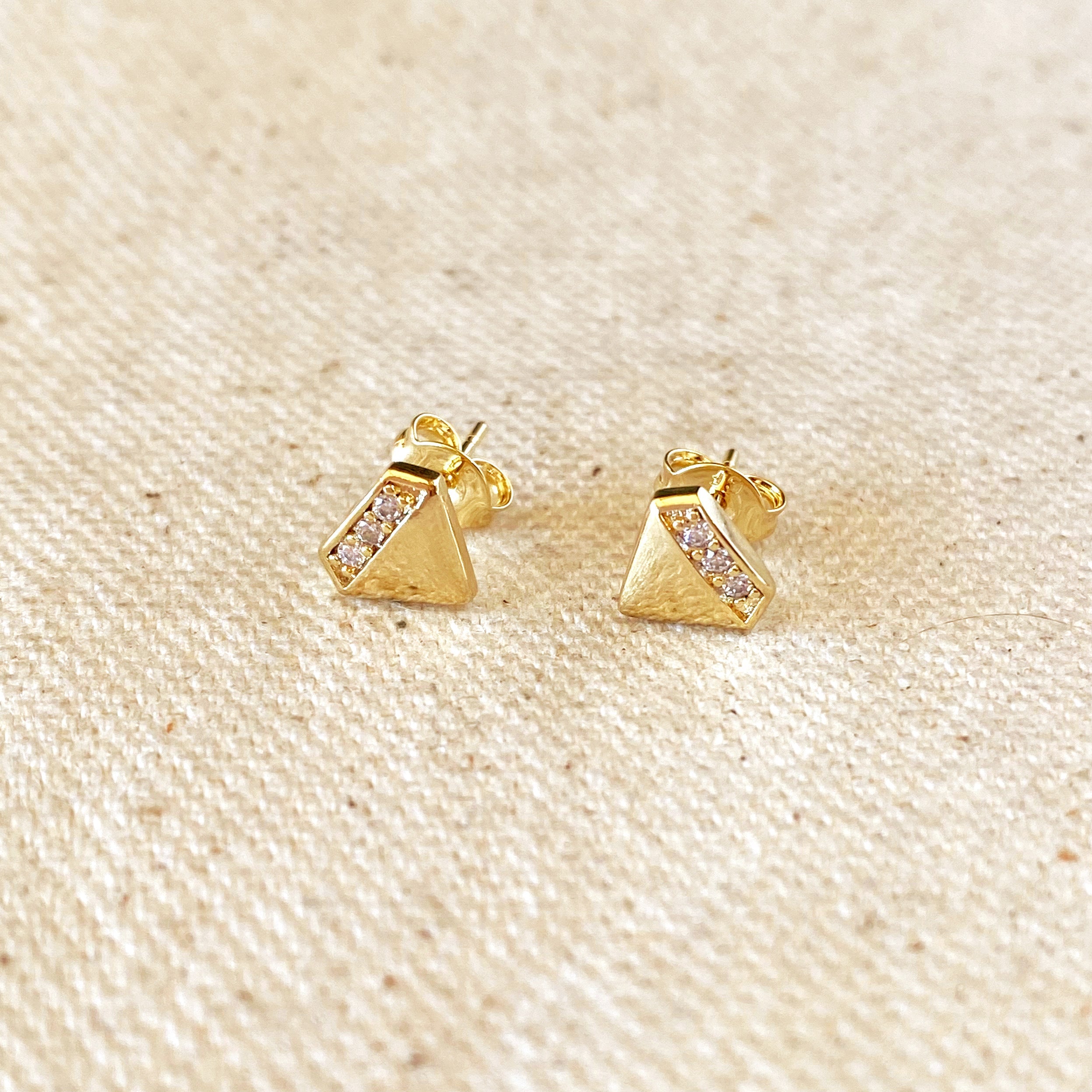 Mondsee 18k Gold Filled Diamond Shape Cubic Zirconia Stud Earrings | 18k Gold Filled Jewelry