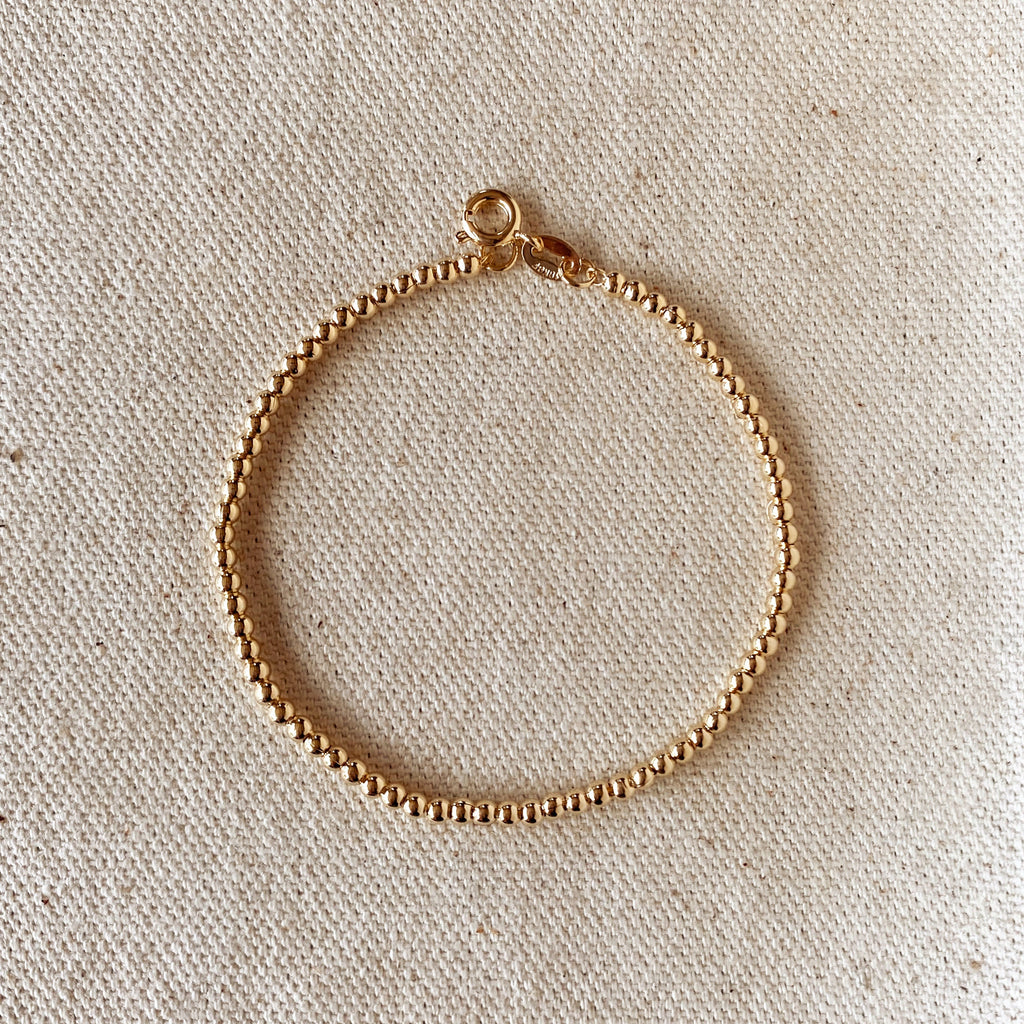Mondsee 18k Gold Filled 2.5mm Beaded Bracelet | 18k Gold Filled Jewelry