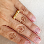 Mondsee 18k Gold Filled Bubble Flat Top Stackable Ring | 18k Gold Filled Jewelry